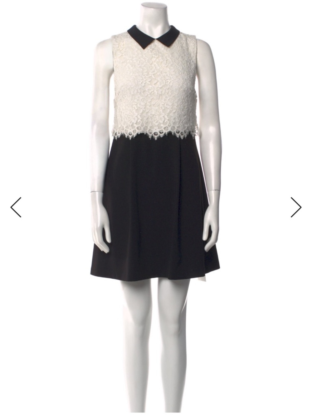 Alice + Olivia White Lace Dress with Black Collar
